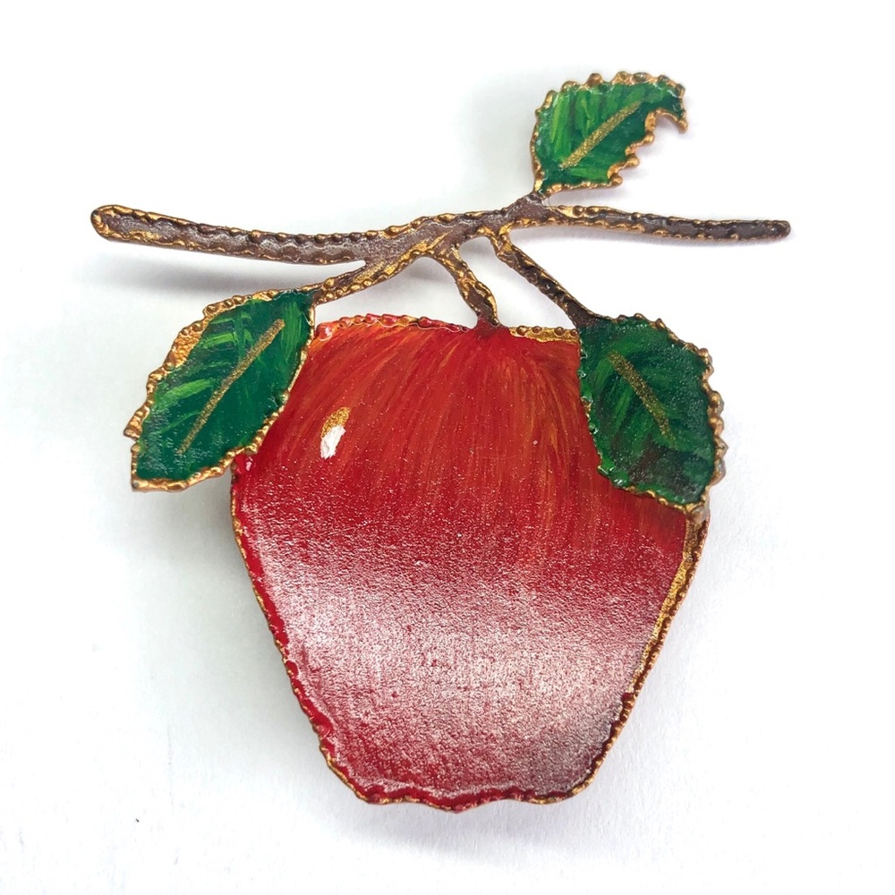 💚 3 for $30 💚 Vintage Handmade Metal Hand Painted Brooch